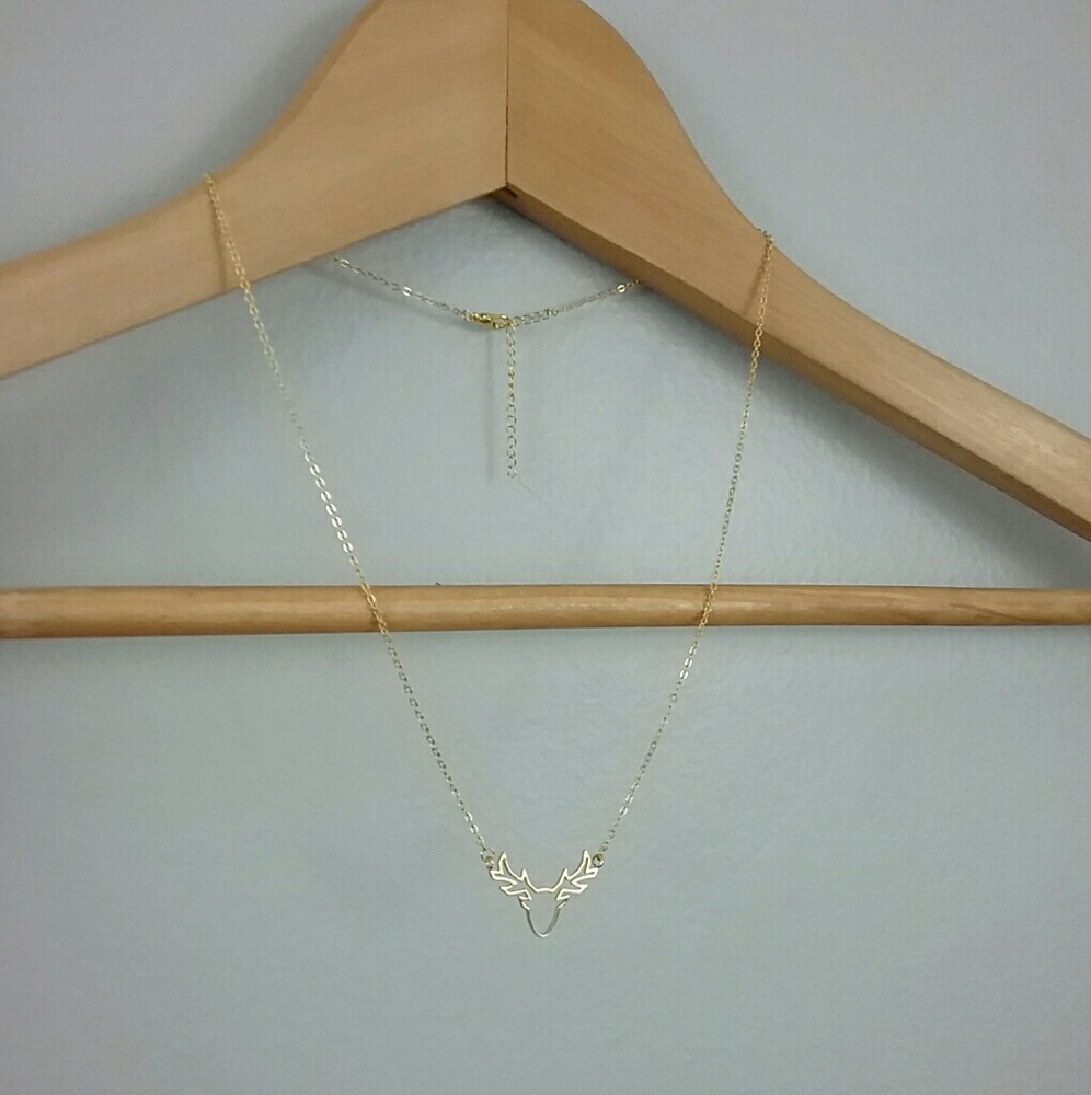 Gold Simple Reindeer Necklace - Picture 6 of 8